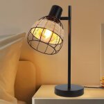 Lampe � poser homefire e27 vintage - 13. 7 x 2. 8 x 38 cm - avec interrupteur et abat - jour en bambou ...