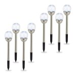 Lampes de jardin lot de 8 boule verre lampes solaires effet calcin impermable lumire blanche argent ...