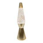 Lampe � lave - fisura - golden - base dor�e - liquide transparent - 40 cm de hauteur