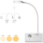Lampe led avec prise mur veilleuse prise 75cm 4w 5000k dimmable liseuse lampe de chevet bureau ip20 luminaire ...