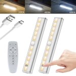 Lampe de placard spot led murale 2pcs lampes armoire veilleuse autocollante telecommande sans fil pour ...