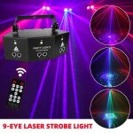Lampe de projecteur laser dmx 9 yeux motif stroboscopique laser �clairage haute luminosit� �clairage ...