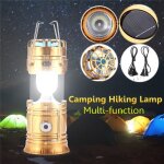Lampe solaire de camping - or - rechargeable - 5w - 200 - 300lm - 100 000 heures de vie