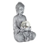 Lampe solaire déco bouddha 26cm gris - paris prix Lampe solaire déco bouddha 26cm gris - paris prix