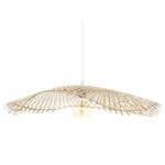 Lampe suspendue suspension luminaire en bambou coloris naturel - diamtre 75 x hauteur 8 cm