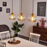 Lampe � suspension - hofstein - radda - m�tal dor� - abat - jour en verre clair - vintage