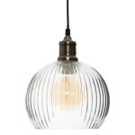 Lampe suspension - atmosphera - laye - verre transparent - 20cm - design contemporain