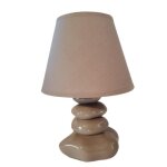 Lampe de table / chevet galets et abat jour taupe