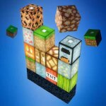 Lampe de table en mosaque carre my world pixel minecraft veilleuse de construction en blocs