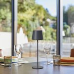 Lampe de table sans fil - lumisky - kelly rock - aluminium gris - led blanc dimmable - rechargeable - ...