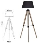 Lampe trpied noir h. 144 cm abat - jour 46 cm