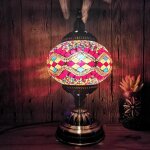 Lampe turque mosaque orientale de bureauen vintage lampe en verre multicolore de chevet base en bronze ...