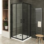 Lanablack + porte de douche dangle h. 185 cm verre transparent 90 x 90 cm coulissante