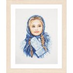 Lanarte kit broderie point compt� - fille en hiver toile lin 12 fils fils coton dmc pr� - tri�s