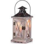 Lanterne - vintage - bois - dcorative - intrieure et extrieure - 28 cm