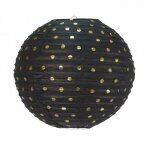 Lanterne - noire -  pois or - papier - 35 cm