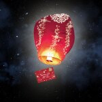 Lanterne lettre au p�re no�l 60 x 105 cm rouge