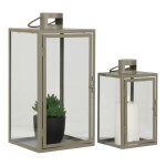 Lanterne en m�tal et verre verte - lot de 2 - house nordic corfu