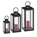 Relaxdays 3 lanternes de d�coration trois tailles modernes en m�tal pour bougies ext�rieur et int�rieur ...
