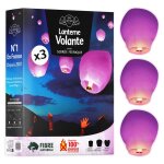 Lanterne volante balloon parme x3