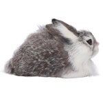 Lapin en peluche raliste - omabeta - 14 x 9 cm - blanc - pour enfant - simulation eleve