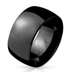 Large bague anneau pour homme acier inoxydable toute noire bomb�e 10mm (72)