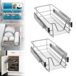 Panier de rangement - lars360 - 2x30cm - mtal chrom - tiroirs coulissants - 20 kg de charge max