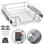 Lars360 600mm panier treillis m�tallique argent� panier de rangement avec tiroirs coulissants � syst�me ...