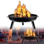 Lars360 80cm brasero noir foyers et brasros brasero de jardin pour jardin terrasses bbq camping