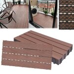 Lars360 dalles de jardin clipsables en bois composite wpc embo�tables pour jardin piscine balcon marron ...