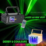 Laser lzr60g + derby 6 couleurs jeux de lumiere puissant pa dj sono mix bar club disco danse discoth�que ...