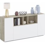 Laska - buffet / commode 3 portes couleur chne alaska gris et blanc moderne et design. 150 cm
