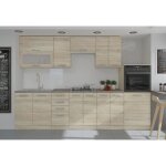 Lassen cuisine complte l 300 cm avec demi - colonne four et hotte - dcor chne sonoma