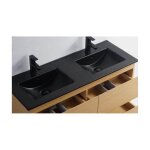 Lavabo encastrable double vasque céramique - noir mat - 120x46 cm - bali Lavabo encastrable double vasque céramique - noir mat - 120x46 cm - bali