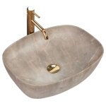 Lavabo freja vasque ceramique beige stone pierre imitation moderne rea
