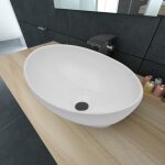 Lavabo ovale en c�ramique - ovonni - 40 x 33 cm - blanc - a poser