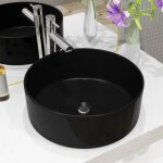 Lavabo rond en cramique noir vidaxl - 40 x 15 cm - a poser