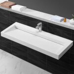 Lavabo suspendu rectangulaire perc - solid surface blanc mat - 120x45 cm - urban