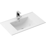 Lavabo vasque blanche dafne 75 cm rectangulaire a encastrer marque rea
