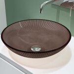 Lavabo � poser en verre caf� sogood minerva06 - ovale 40x40x12 cm