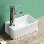 Lave main gain de place gauche - rue du bain - essento - cramique blanc - 30x20 cm