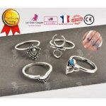 Lcc 4 bagues argentes pour femmes set de bijoux fantaisie pas cher accessoire main bohme cadeau anniversair ...