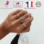 Lcc lot de 5 bagues de phalange ensemble bohme rtro accessoire bijoux cadeaux pierres prcieuses assortie ...