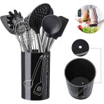Lcc 9pcs ustensiles de cuisine en silicone avec porte - ustensiles de cuisine ensemble de cuillres  ...