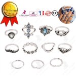 Lcc bague argent femme pierre precieuses 11 pices large phalanges fantaisie bijoux bohme fianailles ...
