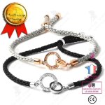 Lcc� bracelet � double anneau de couple imbriqu� s925 corde � main tress�e en argent pour petite amie ...