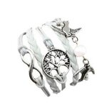 Lcc® bracelet femme / homme blanc tissé à la main similicuir cordon argent artisanal infini arbre de ... Lcc® bracelet femme / homme blanc tissé à la main similicuir cordon argent artisanal infini arbre de ...