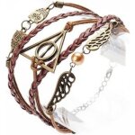 Lcc bracelet homme / femme cuir harry potter infini perle hiboux rglable corde brun tisss  la main ...