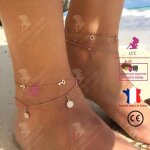 Lcc chaines bracelets de cheville couleur dore femme fille cool plage beaute bien etre or fantaisie ...