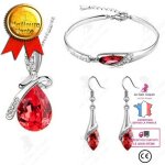 Lcc coffret parure bijoux femme - cristal - collier bracelet boucles doreilles dans une bote cadeau ...